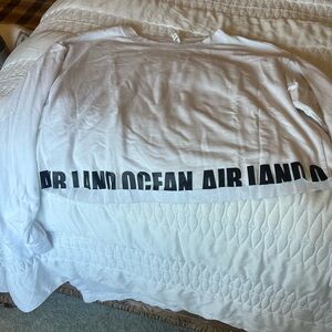 White Long Sleeve Shirt with Black Lettering